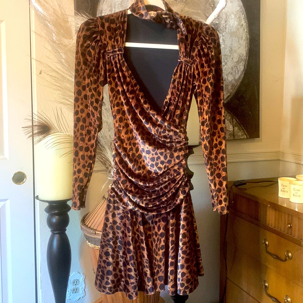 Authentic Attico Velvet Leopard Mini Dress